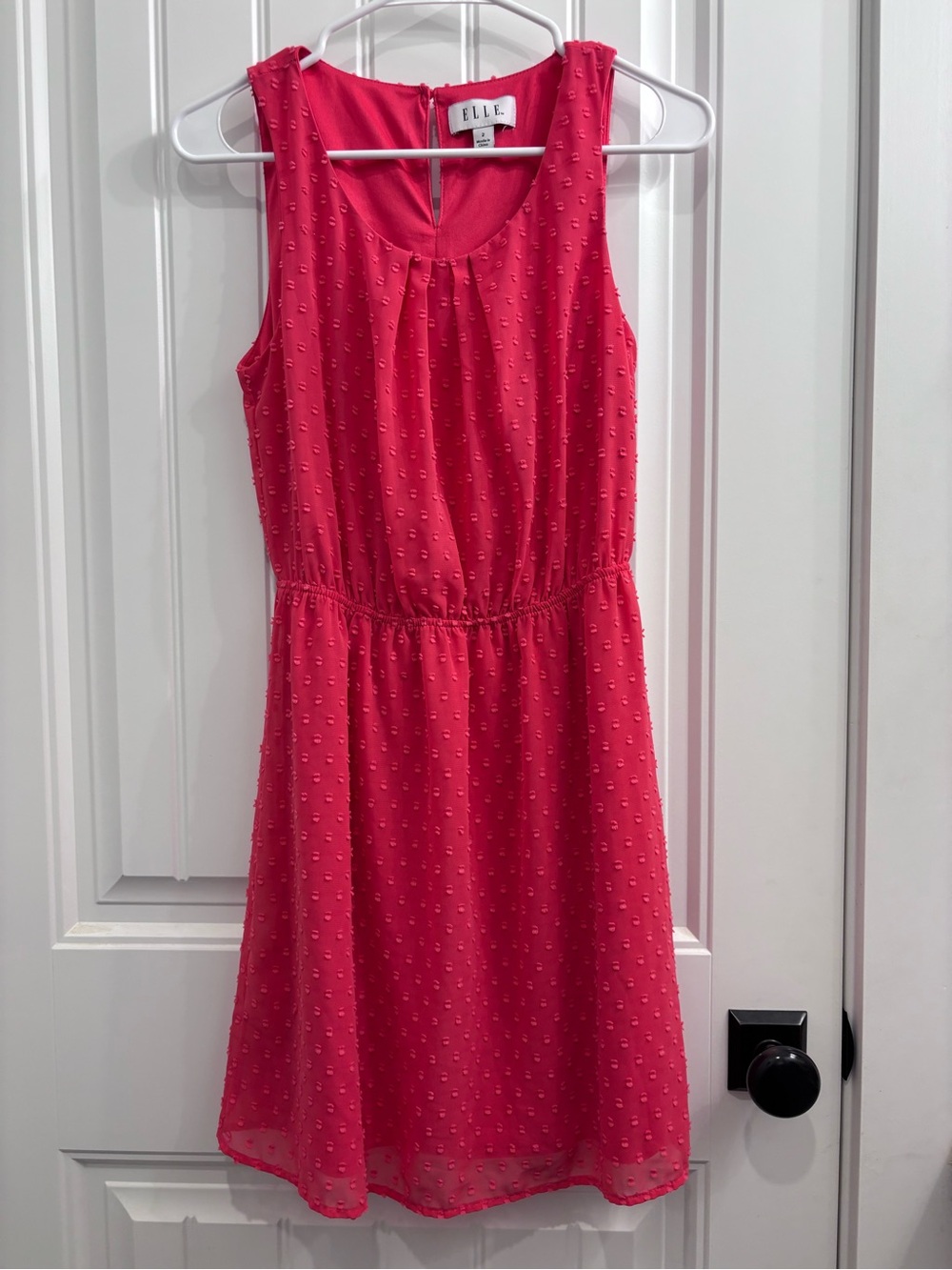 Elle Hot Pink Textured Sleeveless Dress